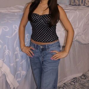 black polka dot bustier corset top